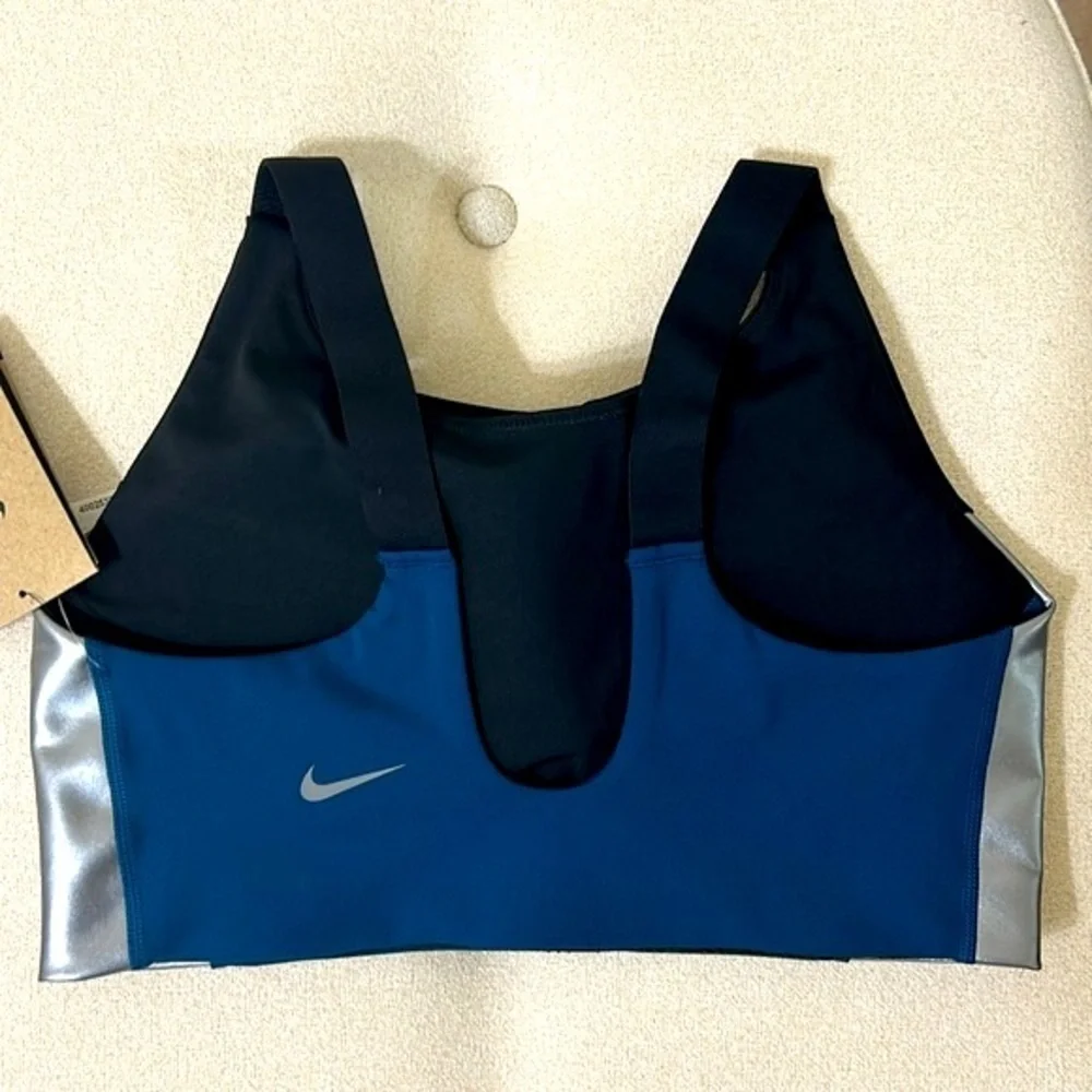 Nike Swoosh Sports Bra, Medium, Blue/Silver, NWT